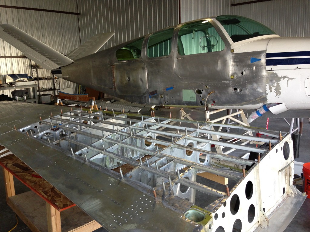 Left wing in the process of restoration.